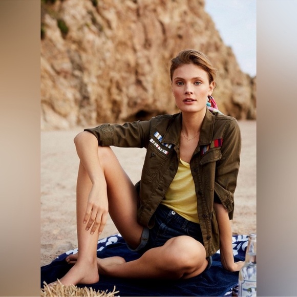 Anthropologie Military Peplem Embroidered/Beaded Jacket Size XSmall Olive Green - Picture 5 of 14